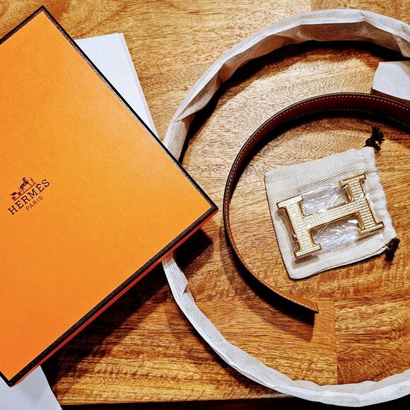 Hermès H Belt Buckle & Reversible Leather Strap – Brand New - Picture 1 of 7